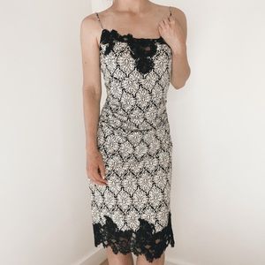 Diane Von Furstenberg Annalette Vintage 100% Silk Black and Cream Slip Dress 6